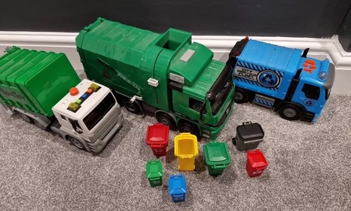 10pcs garbage trucks - and, bins